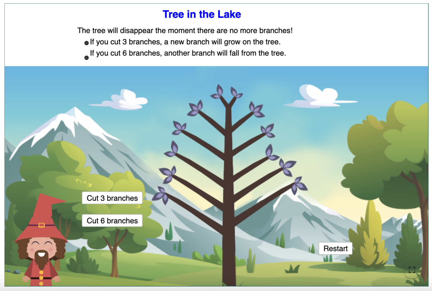Preview of a Geogebra-based question type in TAO about removing branches from a tree.
